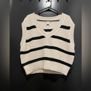 Sincerely Jules Black and Cream Striped Sweater Vest